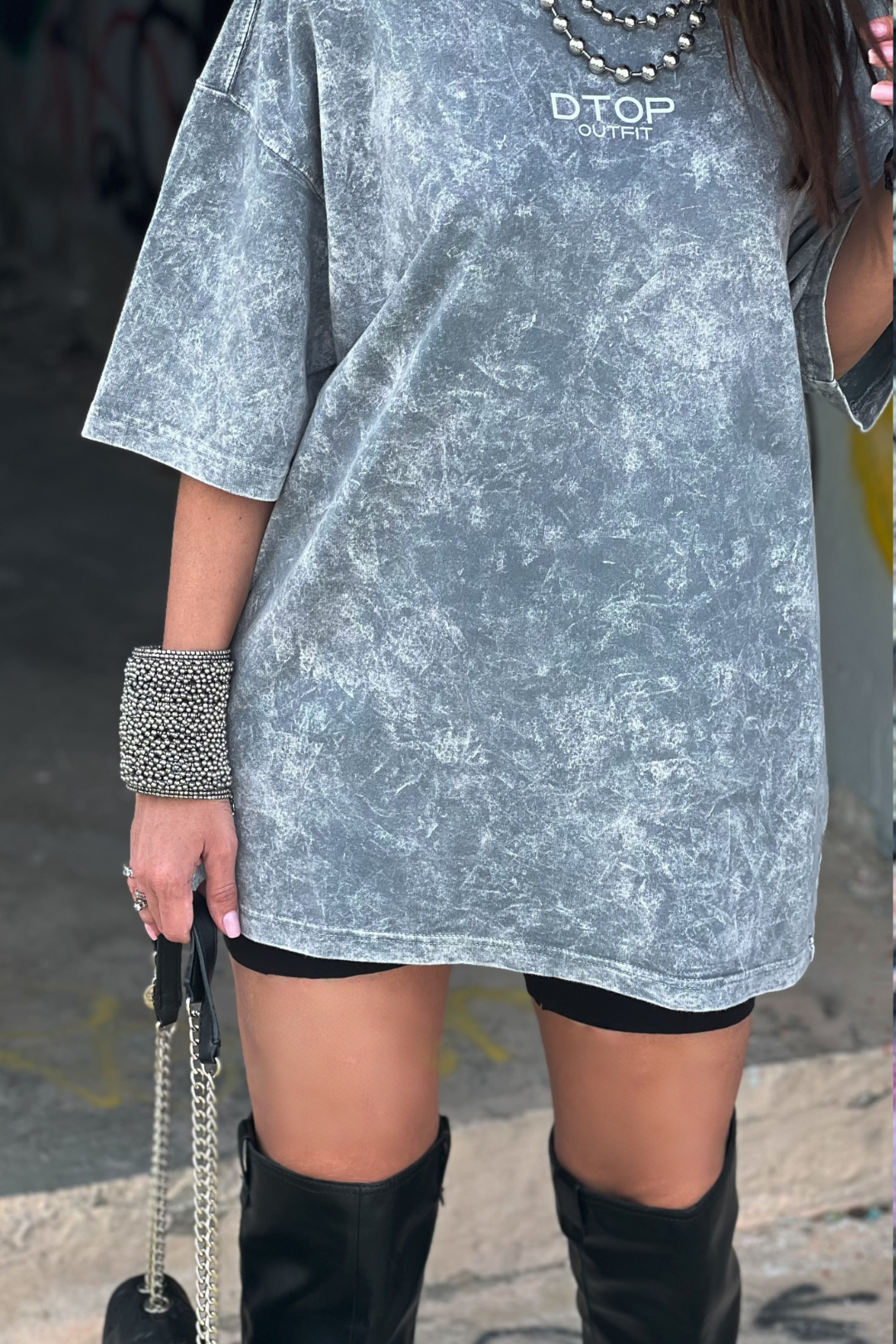 ACID WASH T-SHIRT DTOP GREY