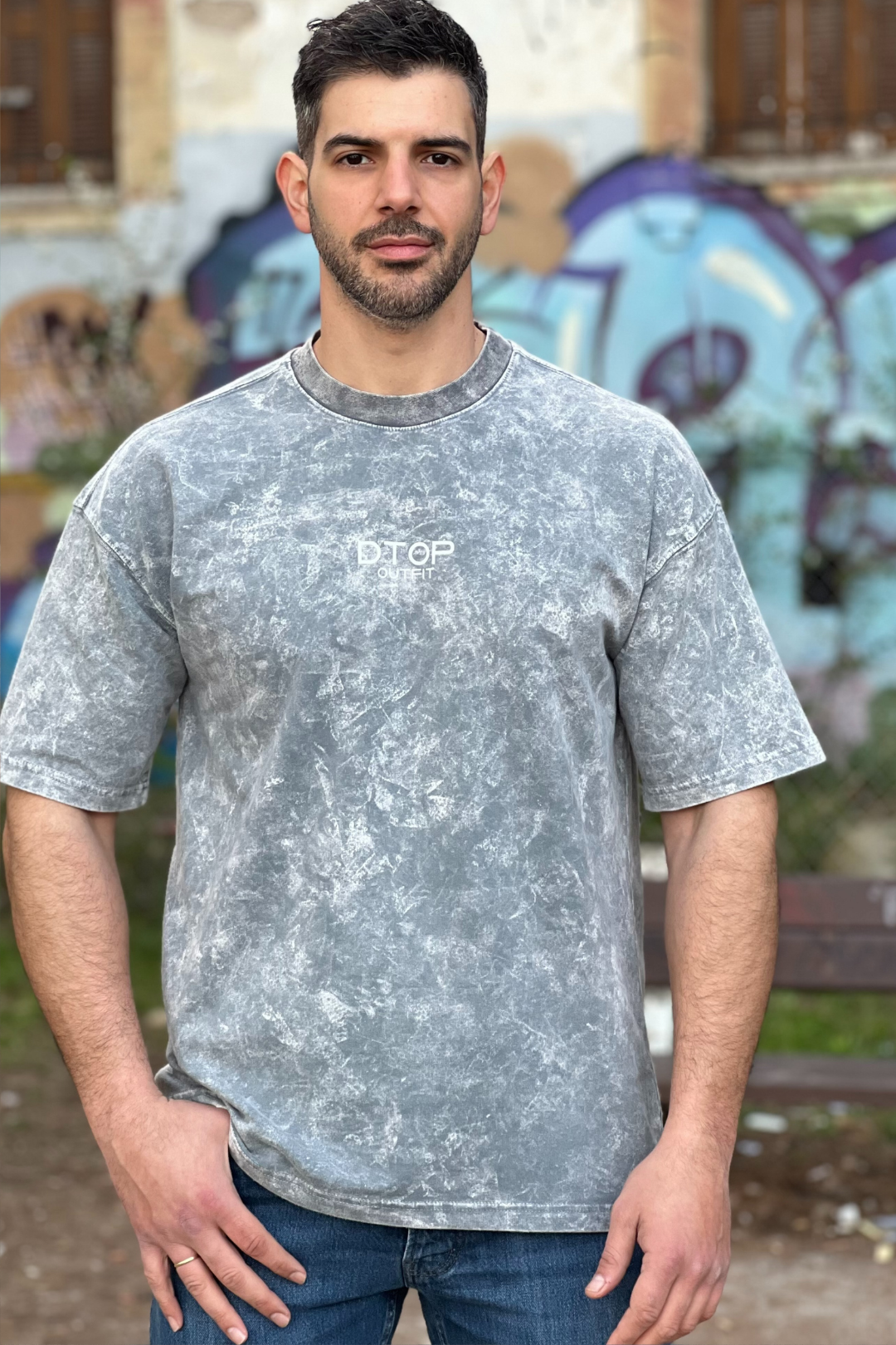 ACID WASH T-SHIRT DTOP GREY