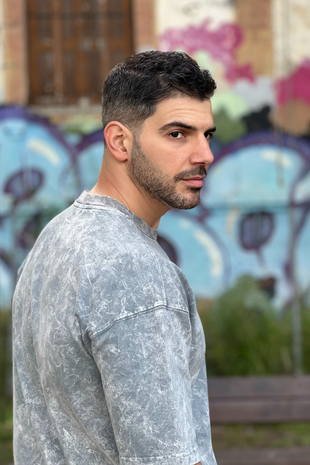 ACID WASH T-SHIRT DTOP GREY