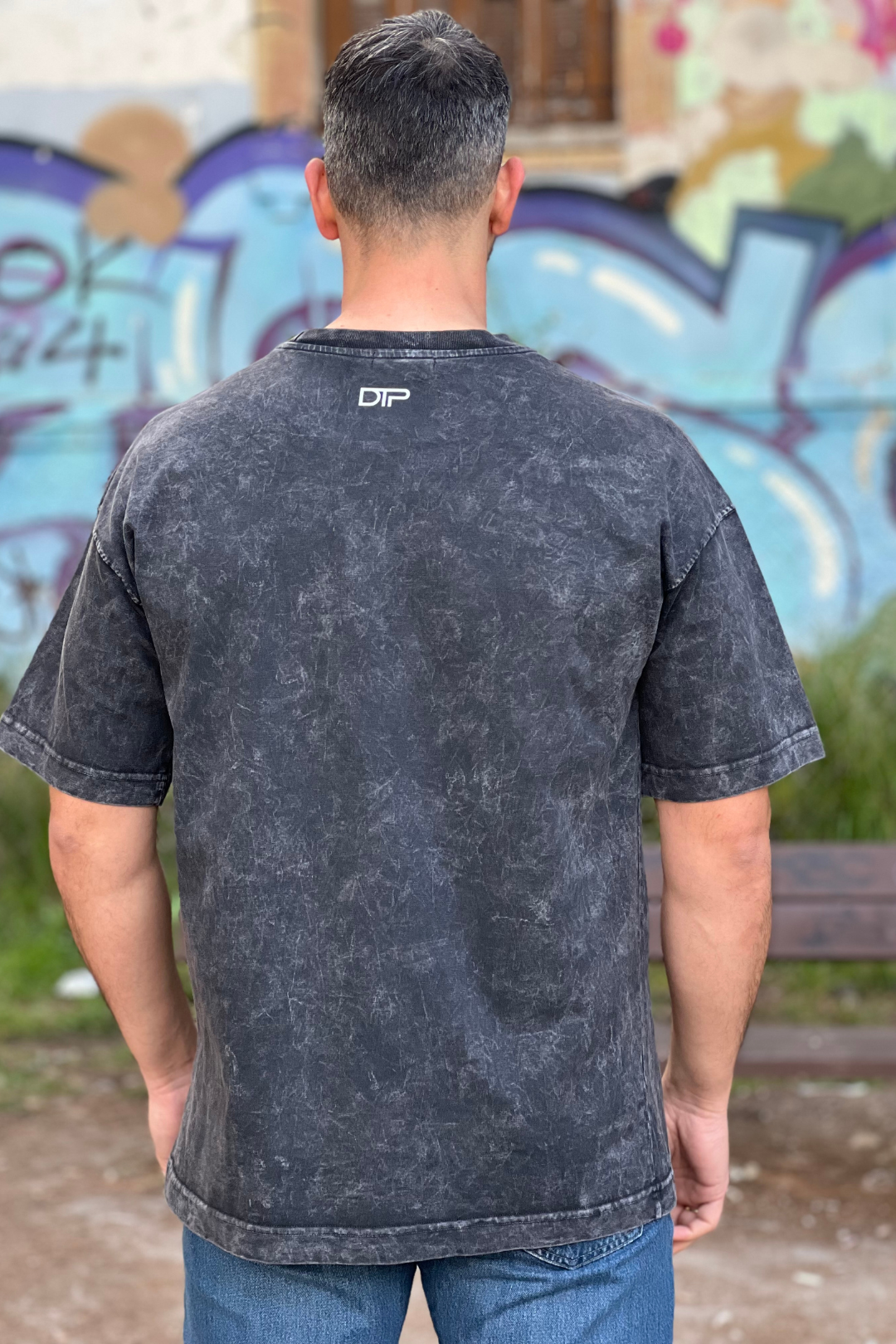 ACID WASH T-SHIRT DTOP BLACK