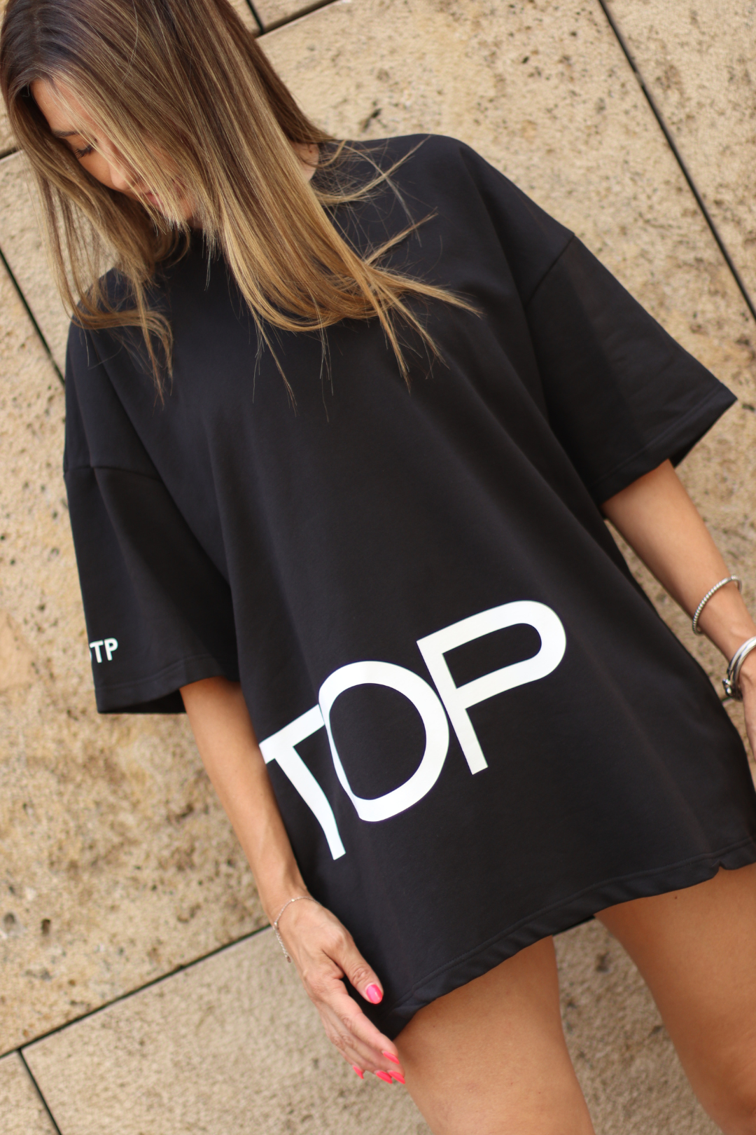 DTOP OVERSIZED BLACK T-SHIRT