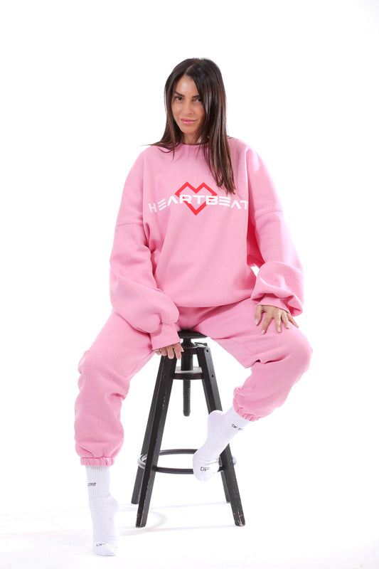Oversized Φουτερ Ροζ "Heartbeat"
