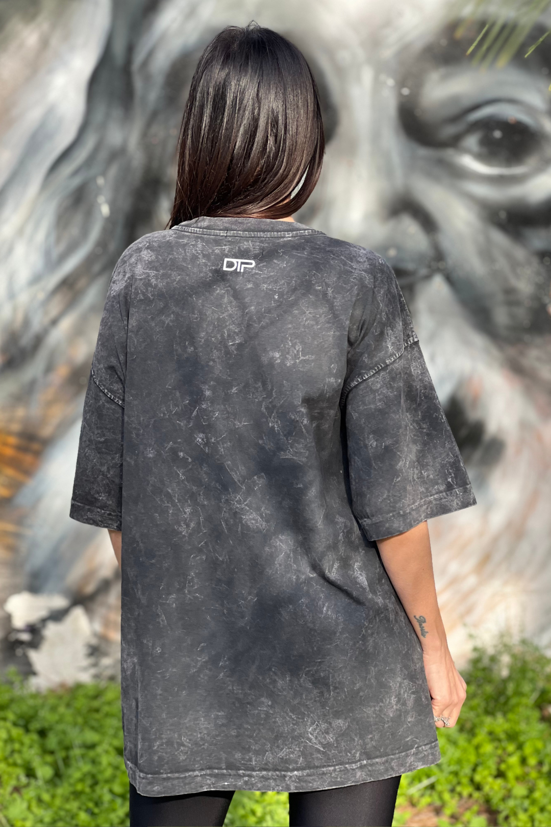 ACID WASH T-SHIRT DTOP BLACK