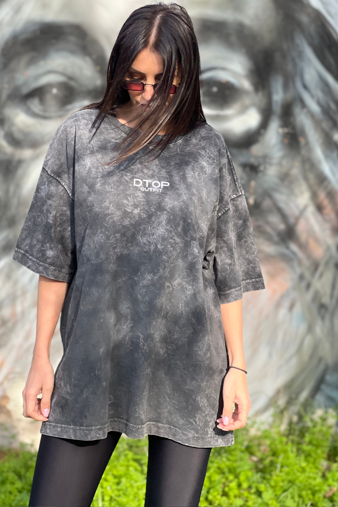 ACID WASH T-SHIRT DTOP BLACK