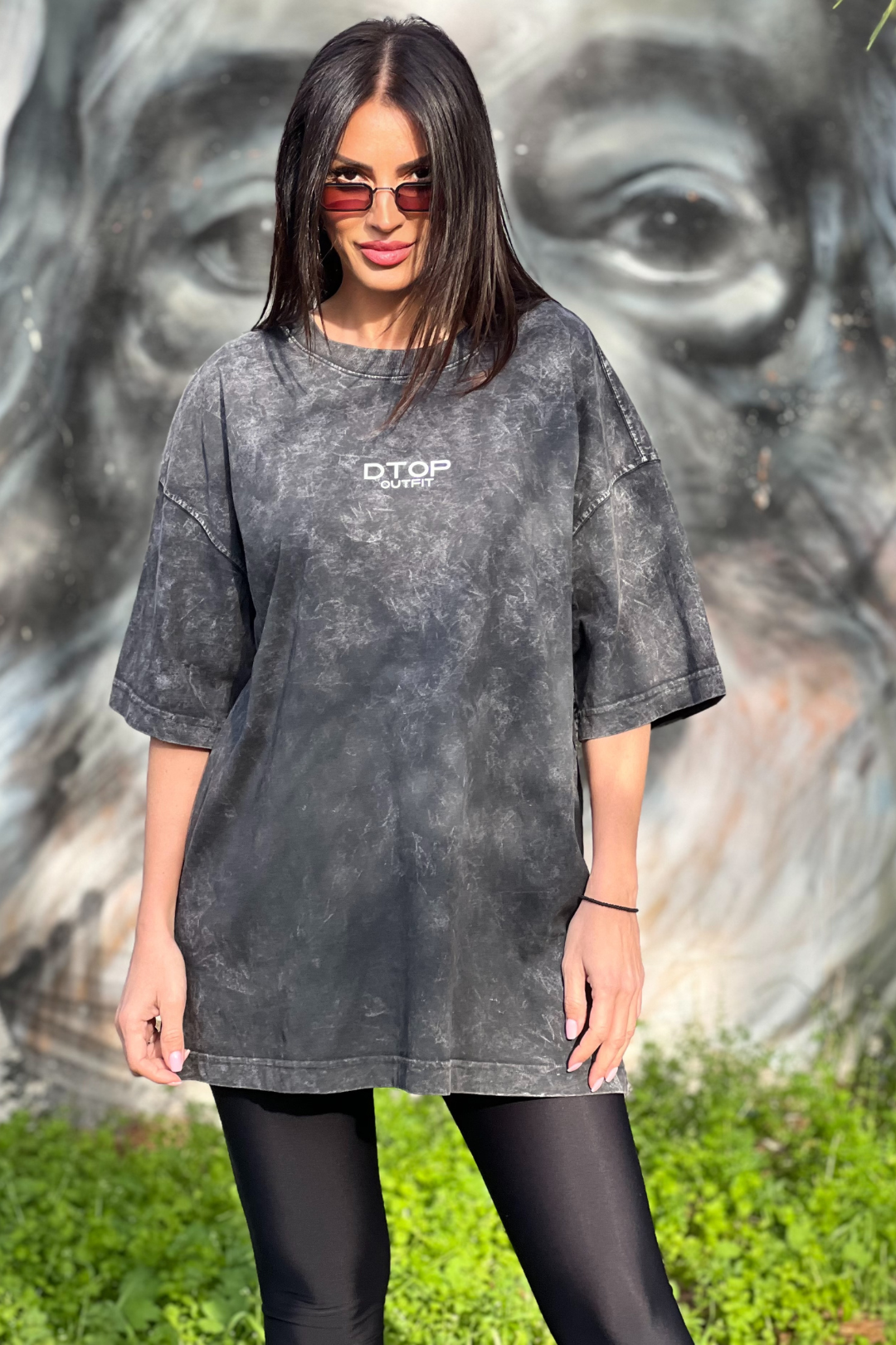 ACID WASH T-SHIRT DTOP BLACK