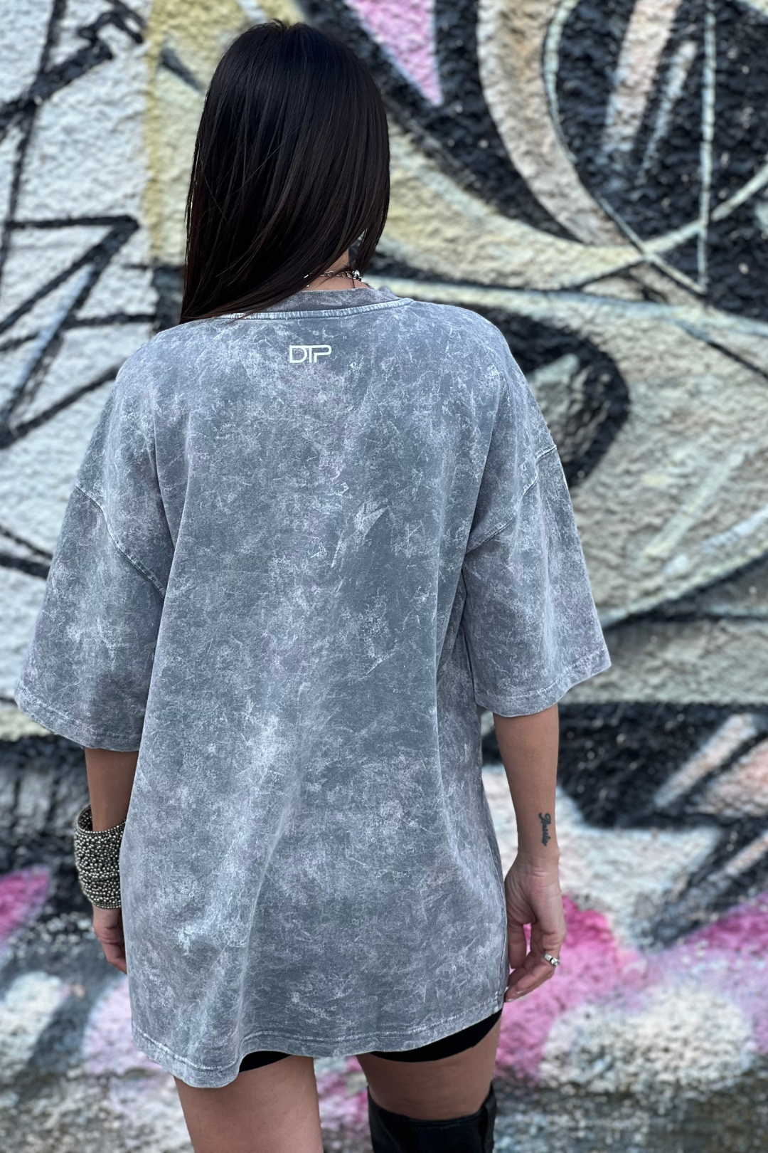 ACID WASH T-SHIRT DTOP GREY