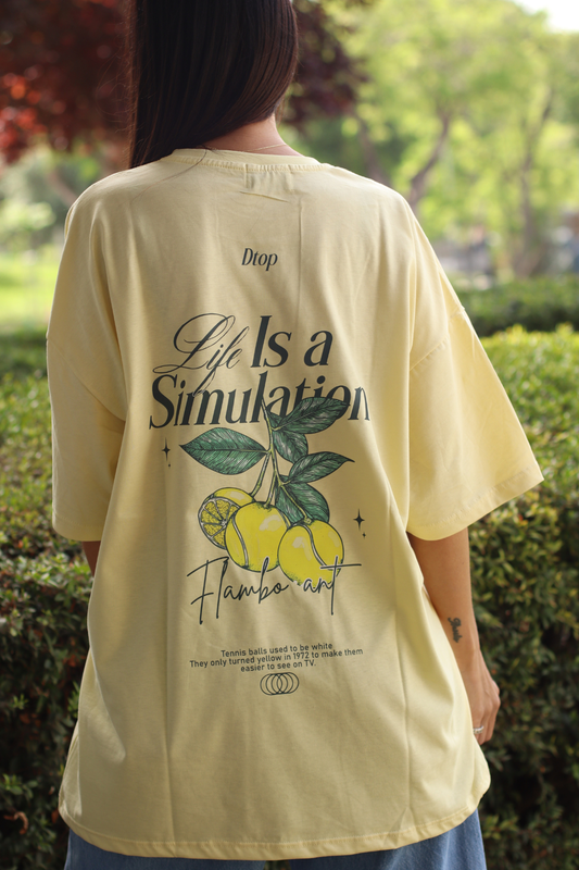 Life is a simulation oversized t-shirt – butter yellow