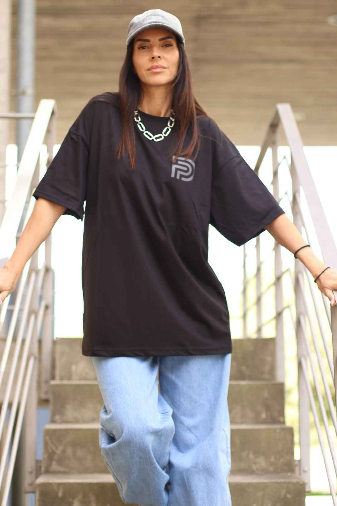 Dtop signature oversized t-shirt – black edition