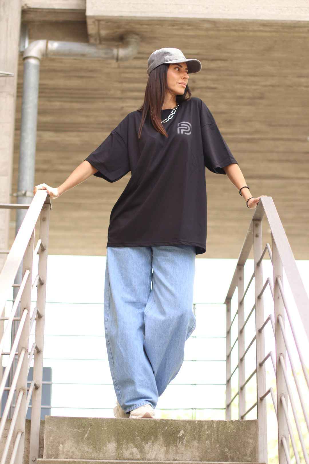 Dtop signature oversized t-shirt – black edition