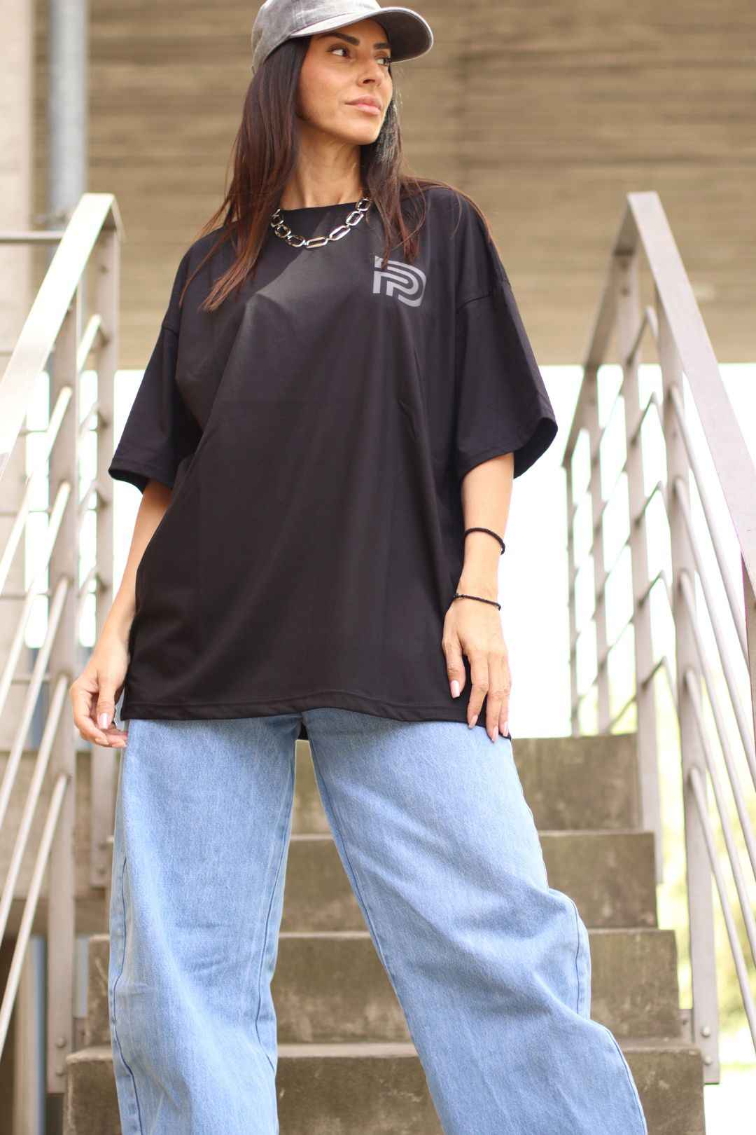 Dtop signature oversized t-shirt – black edition