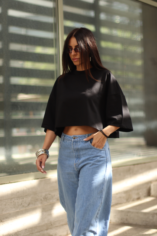 DTOP Signature Crop Tee – Black