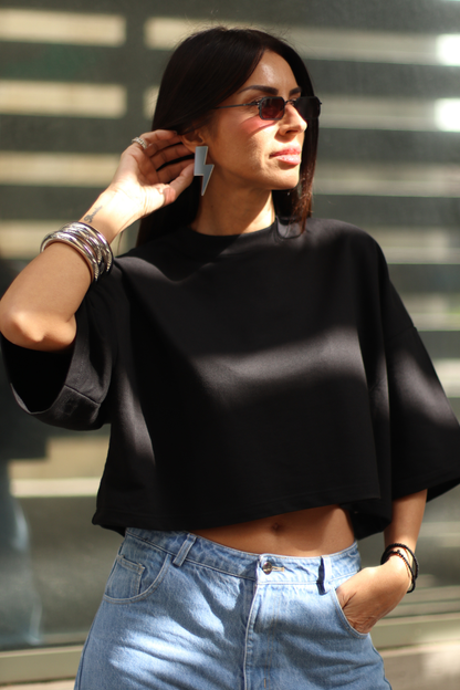 DTOP Signature Crop Tee – Black