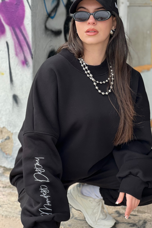 OVERSIZED CREWNECK -- MANIFEST DESTINY -- BLACK