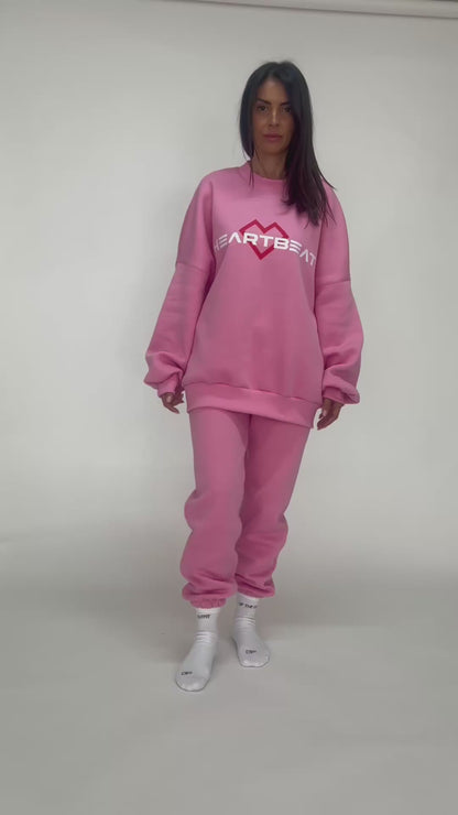 Oversized Φουτερ Ροζ "Heartbeat"
